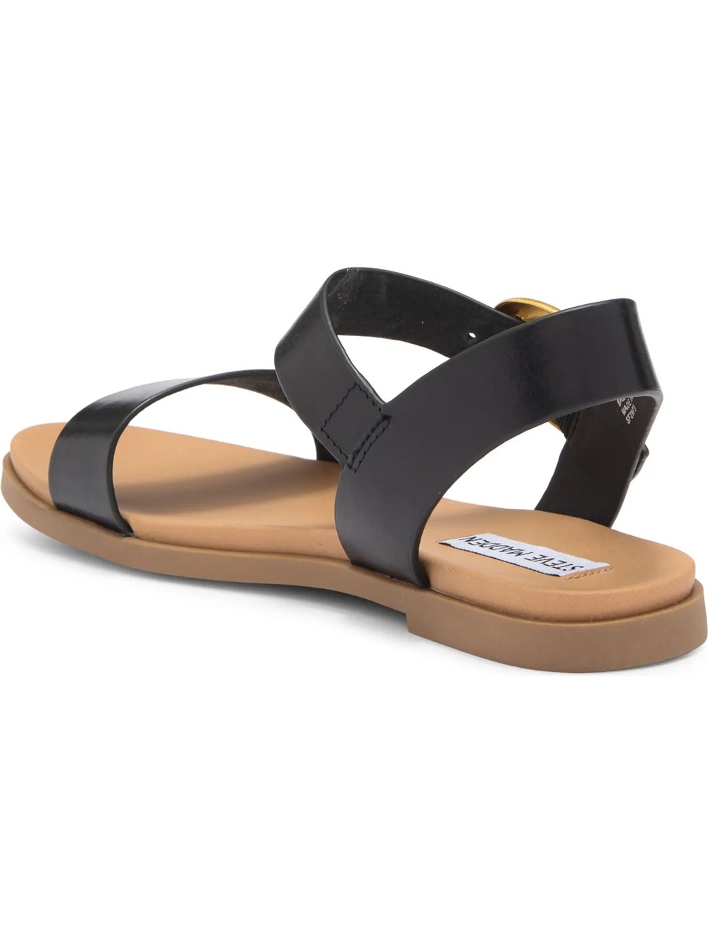Steve Madden Tacee Black Leather Sandals - Picture 2 of 8